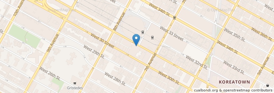 Mapa de ubicacion de Tracks en 美利坚合众国/美利堅合眾國, 纽约州 / 紐約州, 纽约, 纽约县, Manhattan, Manhattan Community Board 5, Manhattan Community Board 4.