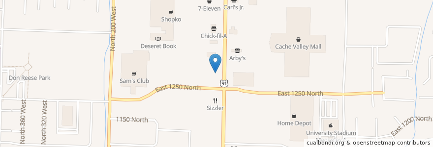 Mapa de ubicacion de Charlie's Supreme Ice Cream en Estados Unidos De América, Utah, Cache County, Logan.