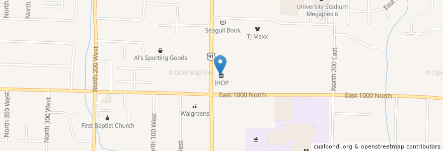 Mapa de ubicacion de IHOP en United States, Utah, Cache County, Logan.