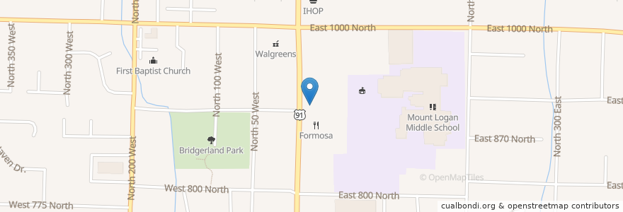 Mapa de ubicacion de Papa John's en 美利坚合众国/美利堅合眾國, 犹他州 / 猶他州, Cache County, Logan.
