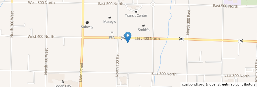 Mapa de ubicacion de Einstein Bros. Bagels en アメリカ合衆国, ユタ州, Cache County, Logan.