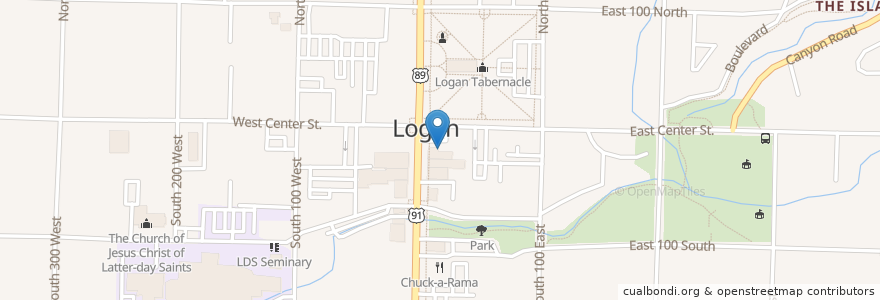 Mapa de ubicacion de Center Street Grill en Stati Uniti D'America, Utah, Cache County, Logan.