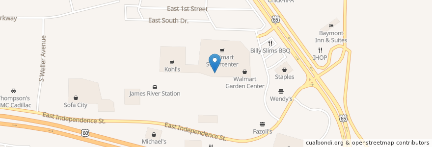 Mapa de ubicacion de Academy Bank en Amerika Syarikat, Missouri, Greene County, Springfield.