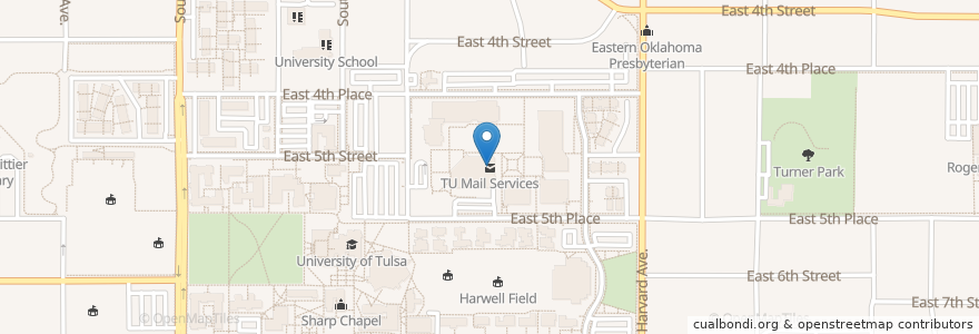 Mapa de ubicacion de TU Mail Services en 미국, 오클라호마, Tulsa County, Tulsa.