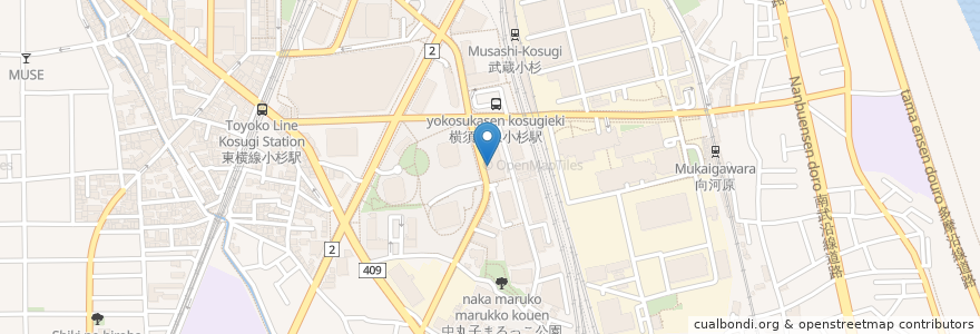 Mapa de ubicacion de CHINA BISTRO WANG'S GARDEN en Japonya, 神奈川県, 川崎市, 中原区.