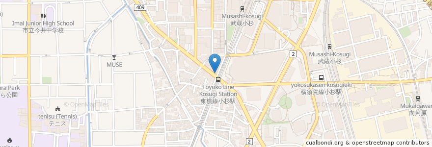 Mapa de ubicacion de コート・ダジュール en ژاپن, 神奈川県, 川崎市, 中原区.