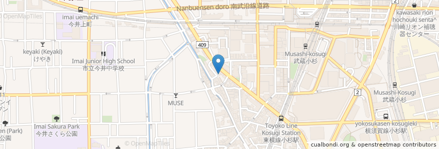 Mapa de ubicacion de 64cafe+Ranai en Japão, 神奈川県, 川崎市, 中原区.