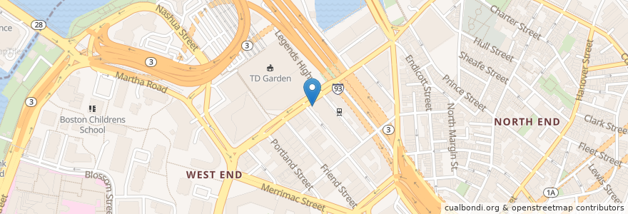 Mapa de ubicacion de CVS Pharmacy en United States, Massachusetts, Suffolk County, Boston.