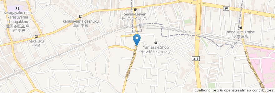 Mapa de ubicacion de サンマロー en Jepun, 東京都, 世田谷区.