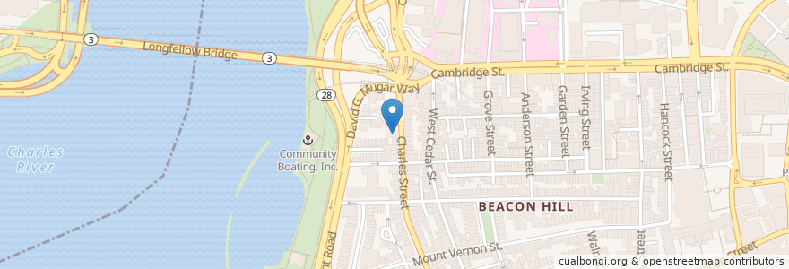Mapa de ubicacion de Panificio Bakery & Bistro en Vereinigte Staaten Von Amerika, Massachusetts, Suffolk County, Boston.
