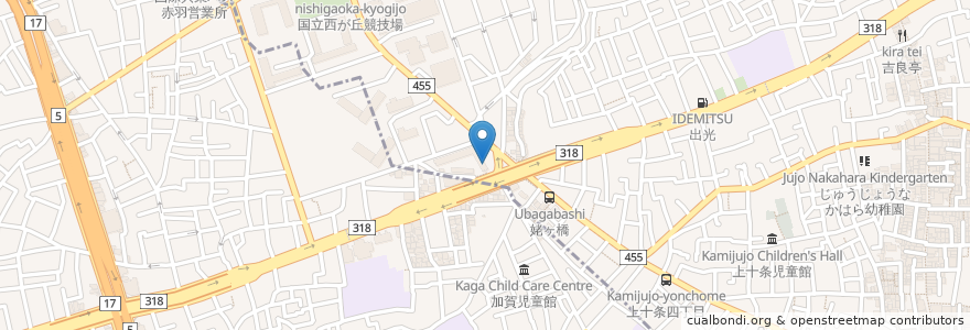 Mapa de ubicacion de ODEON Shokudo&Cafe en Japonya, 東京都, 北区.