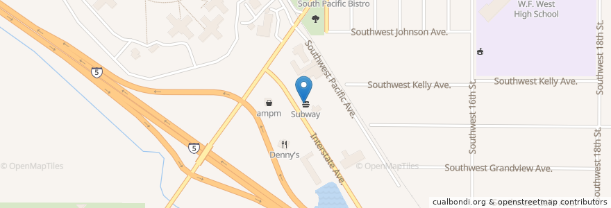 Mapa de ubicacion de Subway en United States, Washington, Lewis County, Chehalis.
