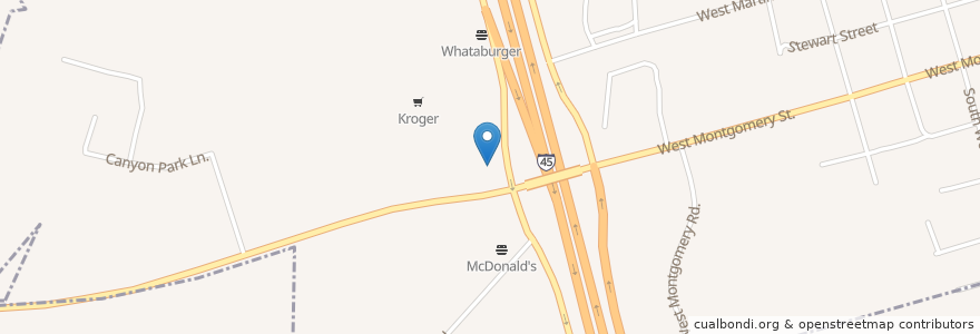 Mapa de ubicacion de Popeyes en Verenigde Staten, Texas, Montgomery County, Willis.