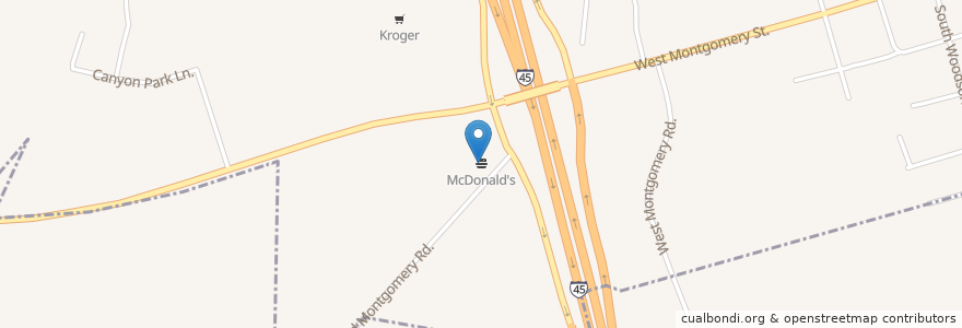 Mapa de ubicacion de McDonald's en Stati Uniti D'America, Texas, Montgomery County, Willis.