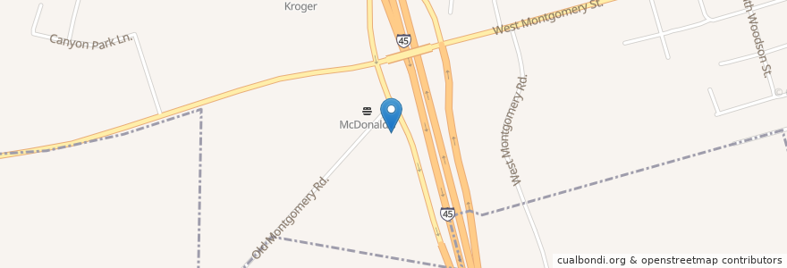 Mapa de ubicacion de Chick-fil-A en 美利坚合众国/美利堅合眾國, 得克萨斯州 / 德克薩斯州 / 德薩斯州, Montgomery County, Willis.