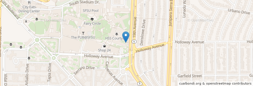 Mapa de ubicacion de SFSU Station Cafe en Соединённые Штаты Америки, Калифорния, Сан-Франциско, San Francisco.