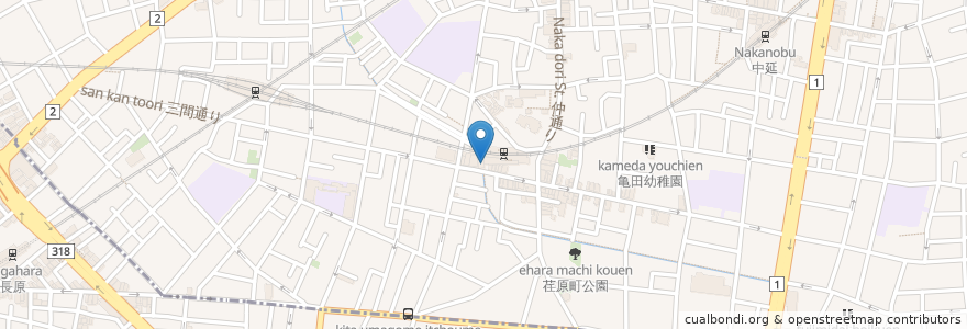 Mapa de ubicacion de 荏原町駅自転車駐車場 en 日本, 東京都.