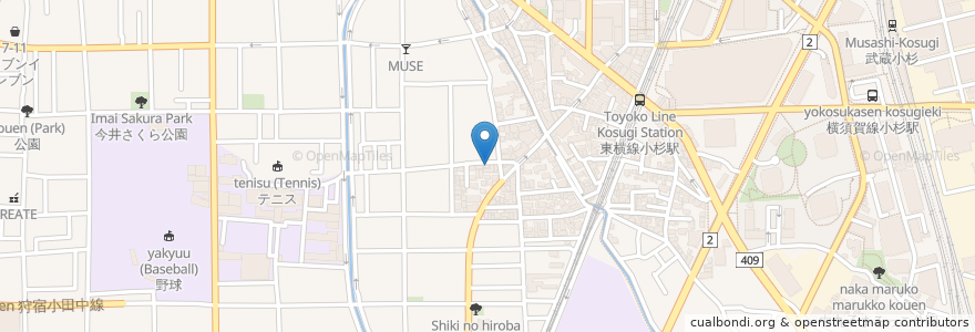 Mapa de ubicacion de パーフェクトコンディショニング en 日本, 神奈川県, 川崎市, 中原区.