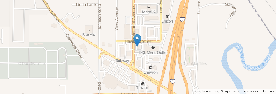 Mapa de ubicacion de Taco Bell en ایالات متحده آمریکا, واشنگتن, Lewis County, Centralia.