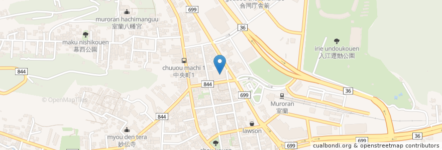 Mapa de ubicacion de 室蘭郵便局 en Japan, Präfektur Hokkaido, 胆振総合振興局, 室蘭市.
