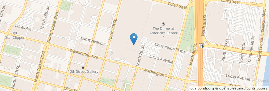 Mapa de ubicacion de Americas Center Garage en 미국, 미주리, City Of Saint Louis, St. Louis.