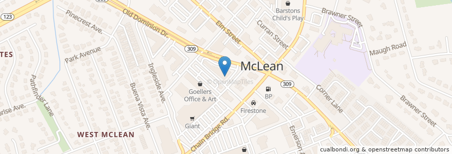 Mapa de ubicacion de McLean Pizza en الولايات المتّحدة الأمريكيّة, فيرجينيا, Fairfax County, Mclean.