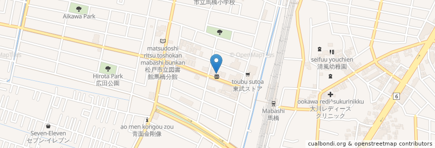 Mapa de ubicacion de オリジン弁当 en Japonya, 千葉県, 松戸市.