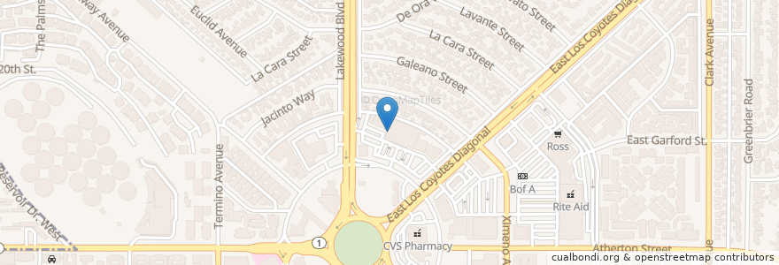 Mapa de ubicacion de Wells Fargo en United States, California, Los Angeles County, Long Beach.