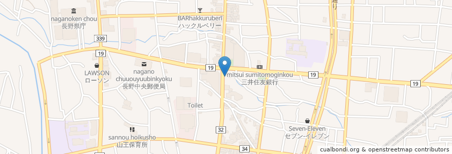 Mapa de ubicacion de 炭火焼き　ちどり en 日本, 長野県, 長野市.