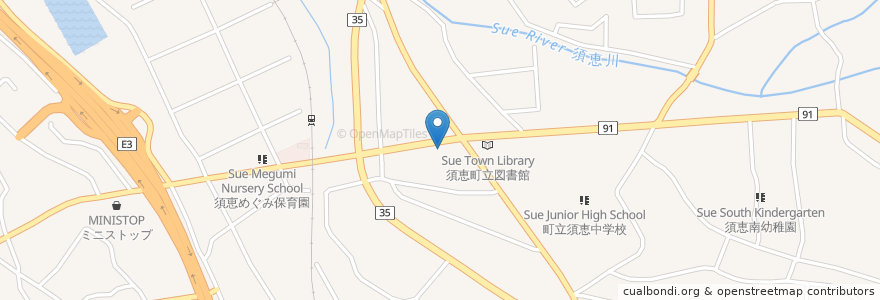 Mapa de ubicacion de 西日本シティ銀行 須恵支店 en Japón, Prefectura De Fukuoka, 糟屋郡, 須恵町.