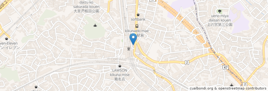 Mapa de ubicacion de スパイス亭 菊名店 en Japão, 神奈川県, 横浜市, 港北区.