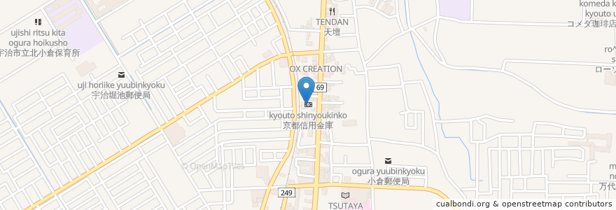 Mapa de ubicacion de 京都信用金庫 en Япония, Киото, Удзи.
