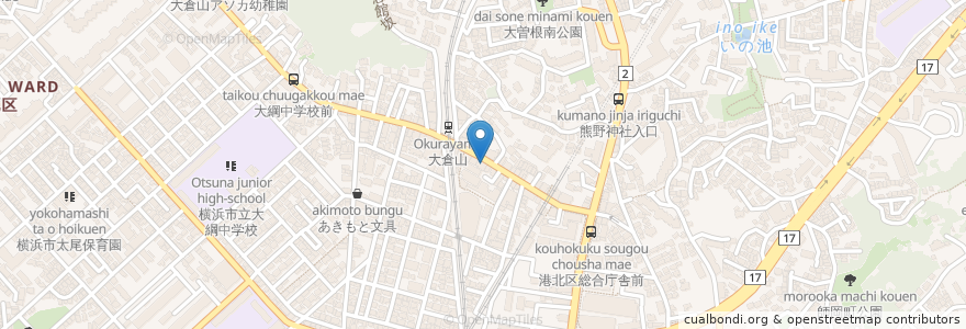 Mapa de ubicacion de すき家 en Japan, 神奈川県, Yokohama, 港北区.