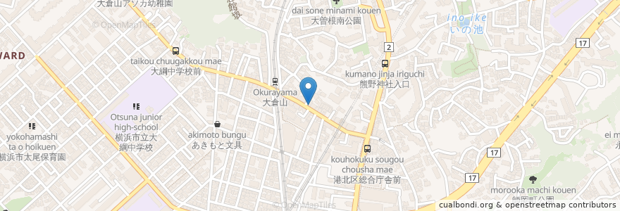 Mapa de ubicacion de オオハラ薬局 en ژاپن, 神奈川県, 横浜市, 港北区.