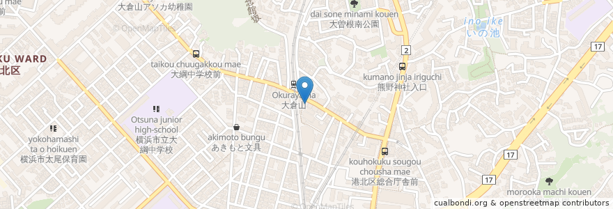 Mapa de ubicacion de 串カツ 田中 en 일본, 가나가와현, 요코하마시, 港北区.