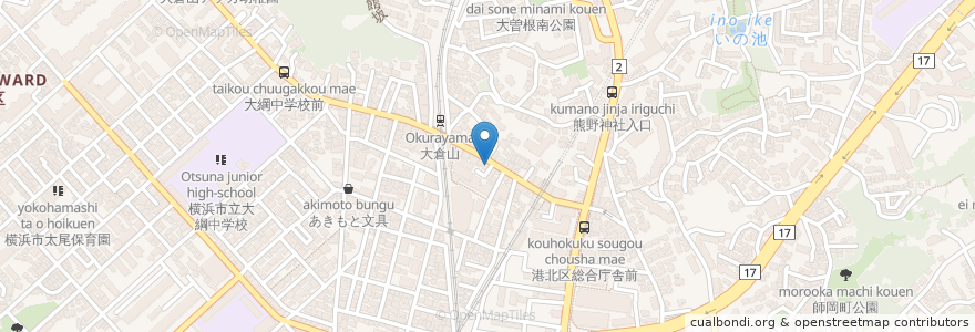 Mapa de ubicacion de 福のから en Japan, Präfektur Kanagawa, Yokohama, 港北区.