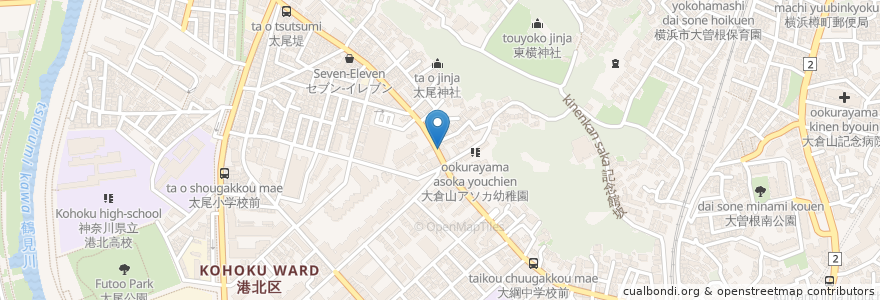 Mapa de ubicacion de LauLau en Japão, 神奈川県, 横浜市, 港北区.