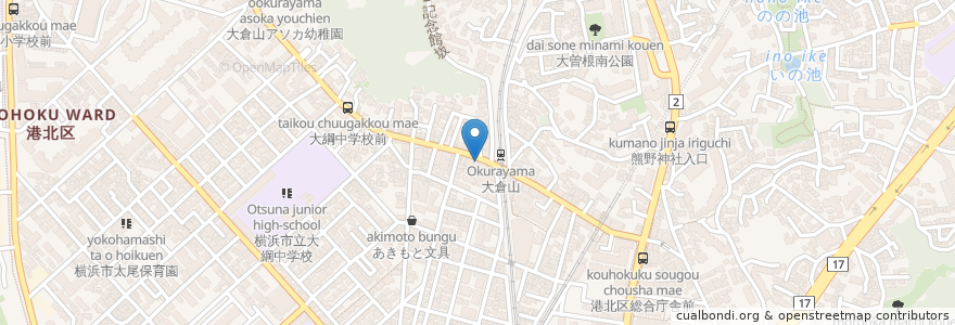 Mapa de ubicacion de ドトールコーヒーショップ en اليابان, كاناغاوا, 横浜市, 港北区.