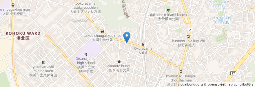 Mapa de ubicacion de ハックドラッグ en Japan, 神奈川県, Yokohama, 港北区.