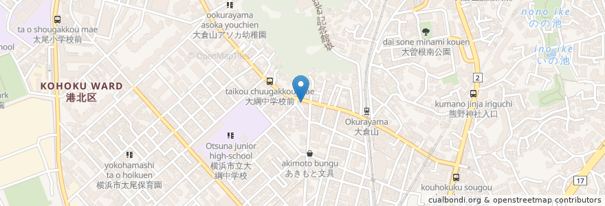 Mapa de ubicacion de モスバーガー en اليابان, كاناغاوا, 横浜市, 港北区.