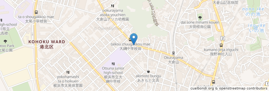 Mapa de ubicacion de 聖保育園 en 日本, 神奈川県, 横浜市, 港北区.