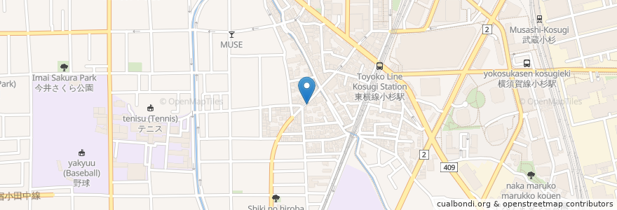 Mapa de ubicacion de 割烹 寿し 卯月 en 日本, 神奈川県, 川崎市, 中原区.