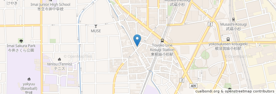 Mapa de ubicacion de 法政通り歯科 en 일본, 가나가와현, 川崎市, 中原区.