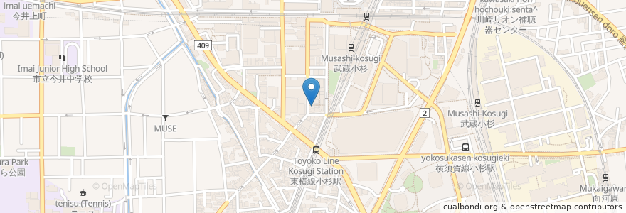 Mapa de ubicacion de 大衆酒造 弁慶 en ژاپن, 神奈川県, 川崎市, 中原区.