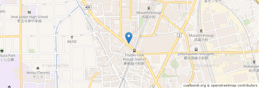 Mapa de ubicacion de とり鉄 en Japonya, 神奈川県, 川崎市, 中原区.
