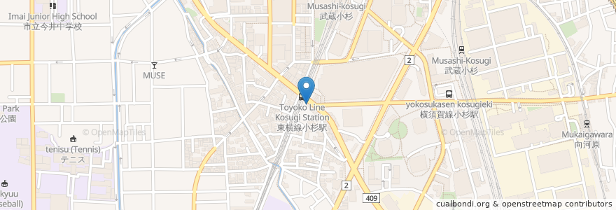 Mapa de ubicacion de 小杉酒場 en 일본, 가나가와현, 川崎市, 中原区.