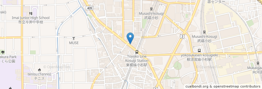 Mapa de ubicacion de でくのぼう en Jepun, 神奈川県, 川崎市, 中原区.