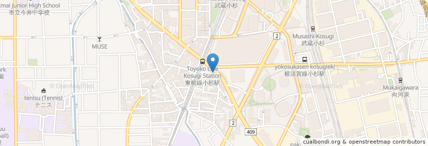 Mapa de ubicacion de ポップスビート en Japonya, 神奈川県, 川崎市, 中原区.