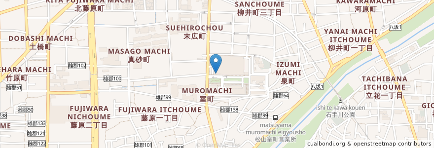 Mapa de ubicacion de サンマルクカフェ 愛媛県立中央病院店 en Japão, 愛媛県, 松山市.
