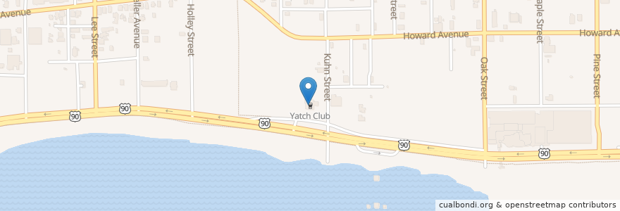 Mapa de ubicacion de Yatch Club en Estados Unidos De América, Misisipi, Harrison County, Biloxi.